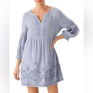 Tommy Bahama St. Lucia Light Blue Eyelet Tunic Dress